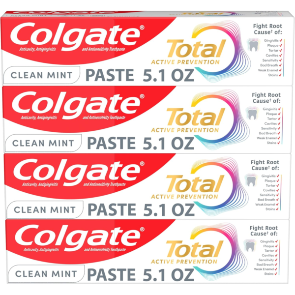 Colgate Total Active Prevention Clean Mint Toothpaste 4 Pack