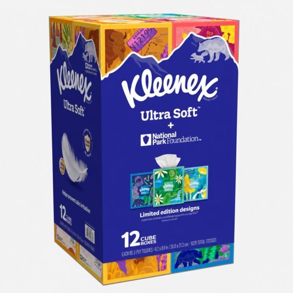 Kleenex Ultra Soft Facial Tissues 3-Ply 12 Cube Boxes