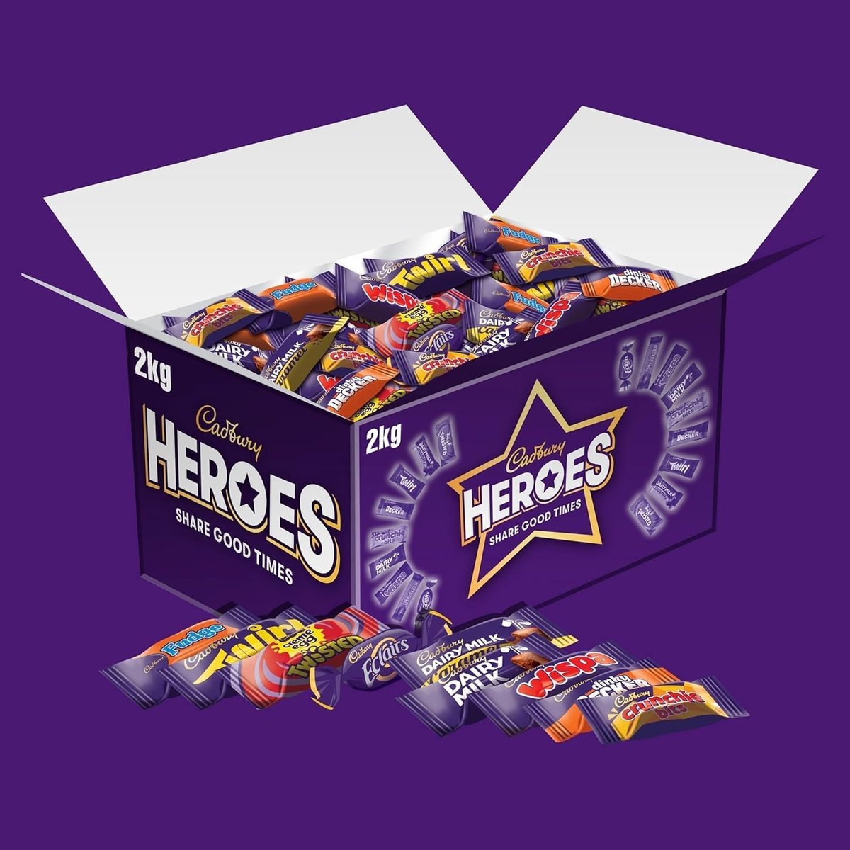 cadbury_heroes_6_1200x1200 Cadbury Heroes Chocolate Bulk Share Box 2kg – Assorted Mini Milk Chocolate Bars - Image 1