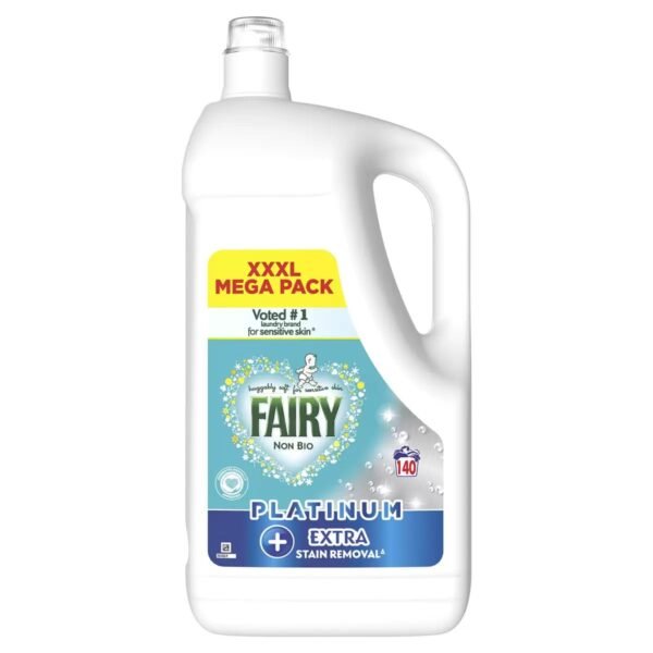 Fairy Platinum + Stain Remover Laundry Liquid 4.62L – 140 Wash Non Bio